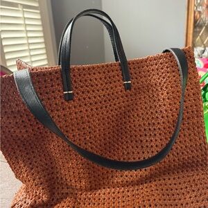 Clare V. Leather Rattan Tote Bag